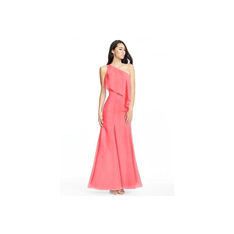Wedding - Watermelon Azazie Nadia - Side Zip One Shoulder Chiffon Floor Length Dress - Charming Bridesmaids Store