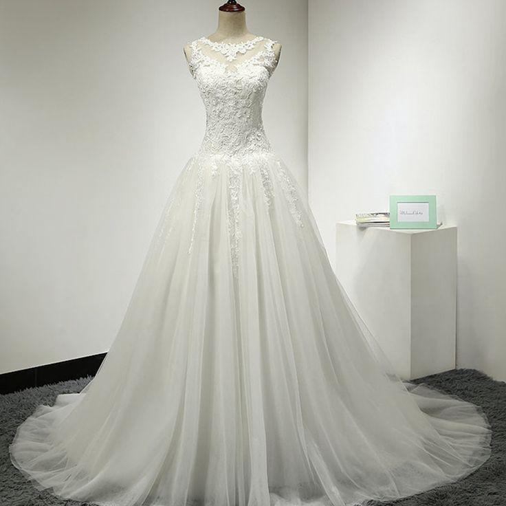 Wedding - Sleeveless A-line Lace Appliqué Tu