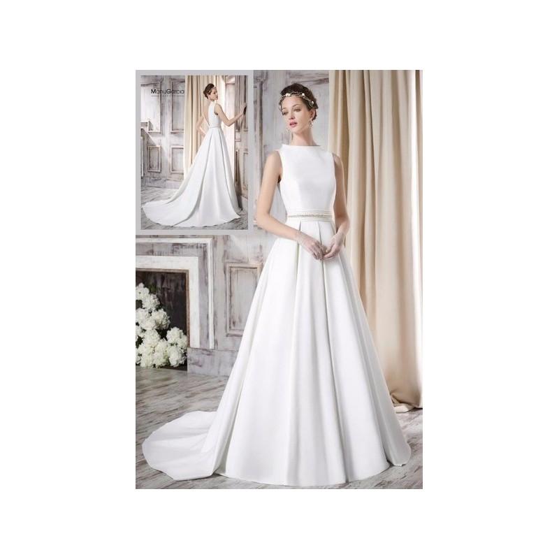 Wedding - Vestido de novia de Manu García Modelo MG0711 - 2016 Evasé Barco Vestido - Tienda nupcial con estilo del cordón