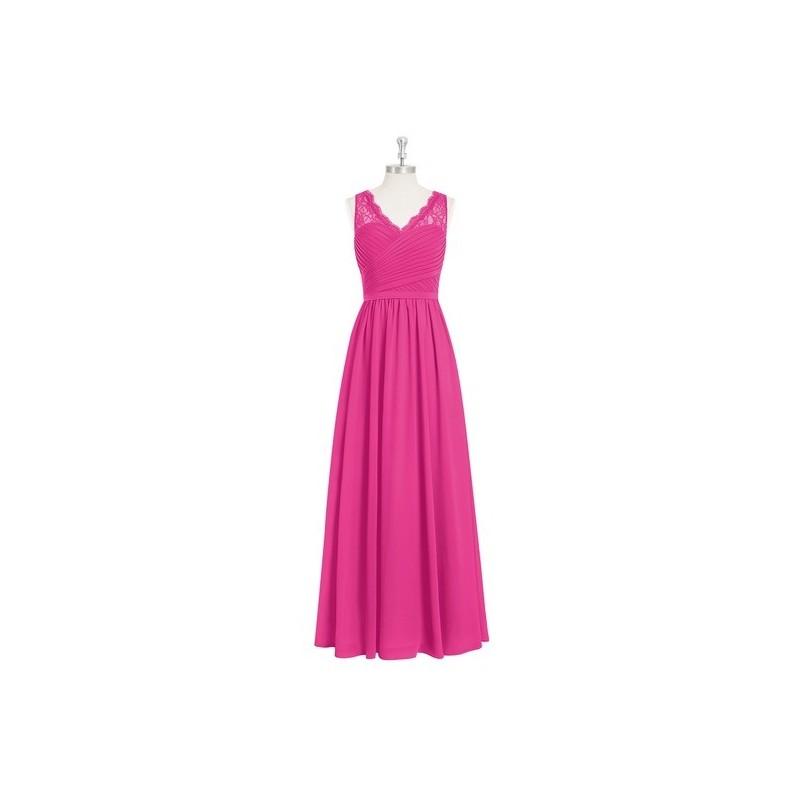 Mariage - Fuchsia Azazie Beverly - Side Zip Chiffon And Lace V Neck Floor Length Dress - Cheap Gorgeous Bridesmaids Store