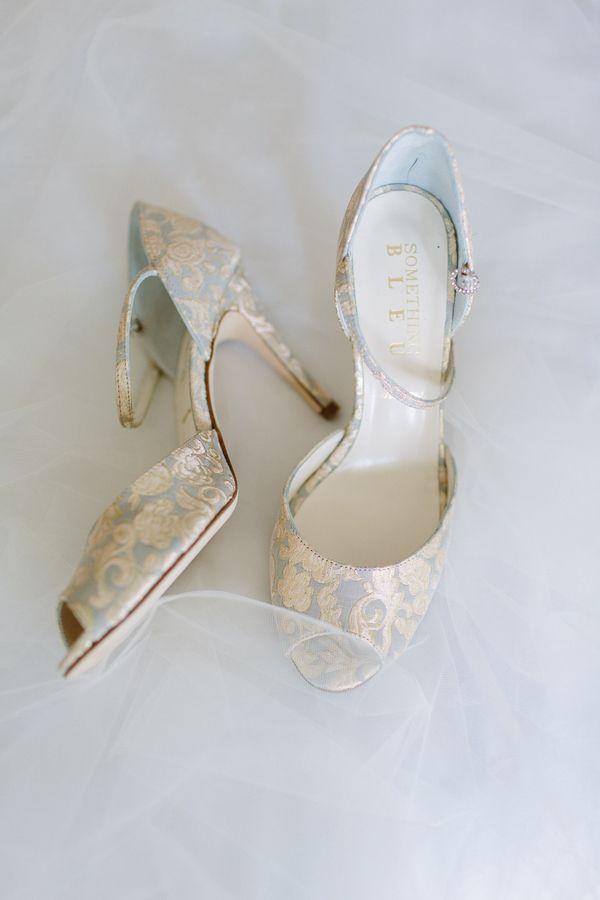 Hochzeit - Ivory And Blue Bridal Shoes