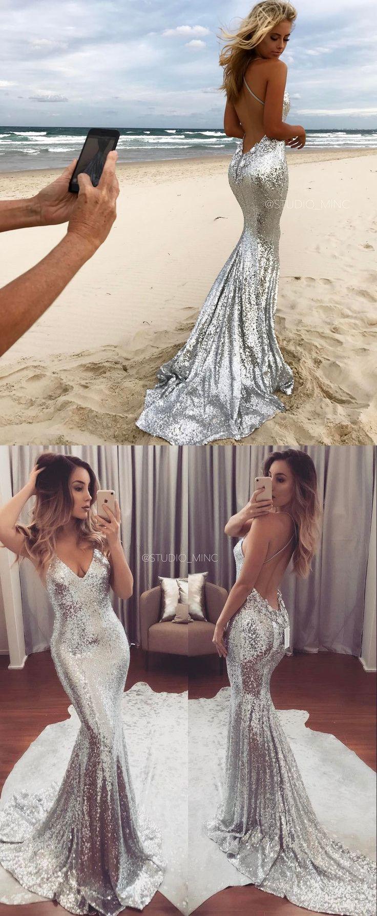 Свадьба - Silver Prom Dress,Sexy Prom Dress,Sequined Prom Dresses,Formal Gown,Evening Gowns,Sequin Prom Gown For Teens