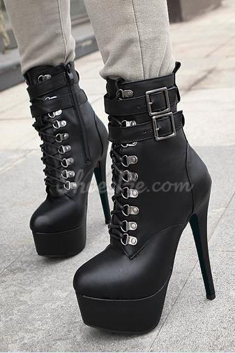 زفاف - Sexy Nightclub Strap Buckles High Heels Ankle Boots