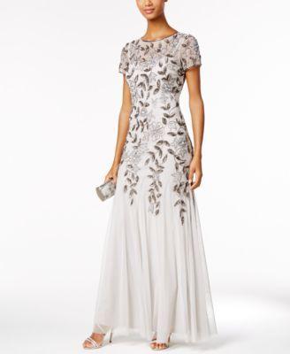 Wedding - Adrianna Papell Floral-Beaded Mermaid Gown