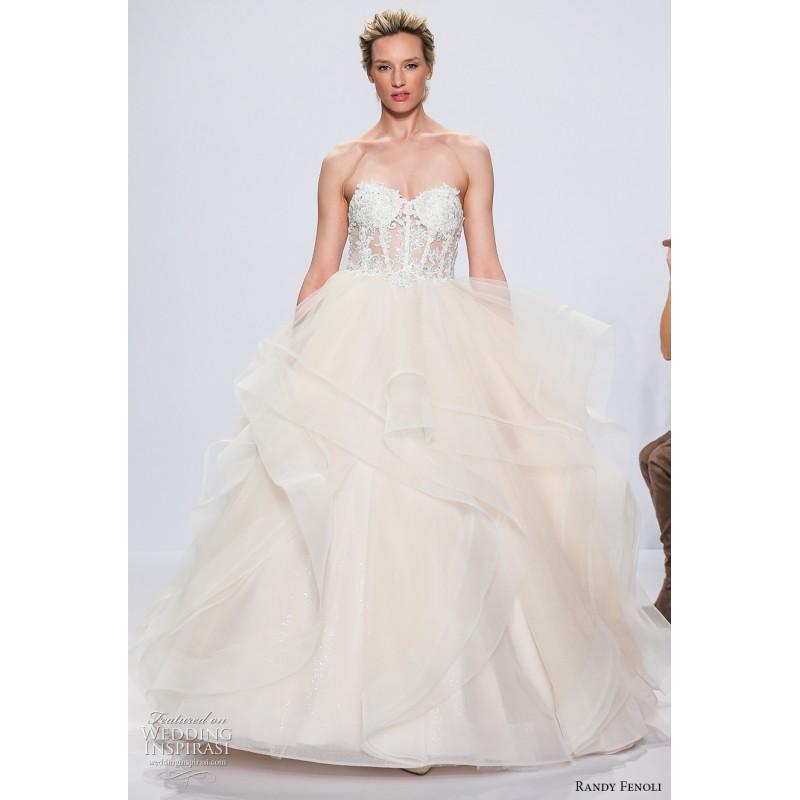 Wedding - Randy Fenoli Spring/Summer 2018 Sweetheart Ball Gown Sleeveless Champagne Tulle Appliques Chapel Train Sweet Bridal Gown - Top Design Dress Online Shop
