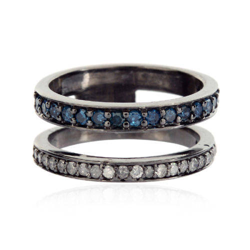 زفاف - 925 Sterling Silver Pave Diamond Eternity Band Designer Ring Jewelry