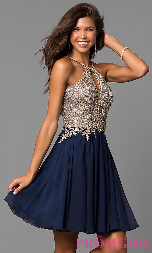 Wedding - Short High-Neck Dave And Johnny Homecoming Dress