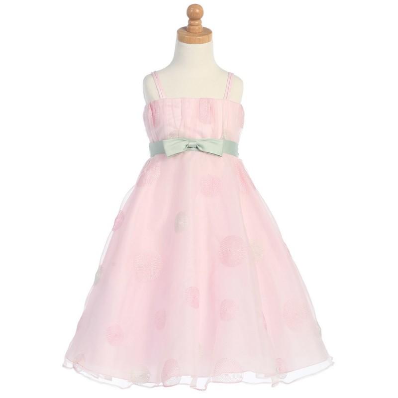زفاف - Pink Polka Dot Embroidered Organza A-Line Dress Style: LM623 - Charming Wedding Party Dresses