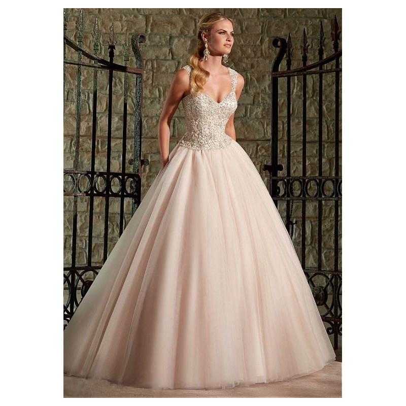 Wedding - Glamorous Tulle Sweetheart Neckline Natural Waistline A-line Wedding Dress With Alencon Lace Appliques - overpinks.com