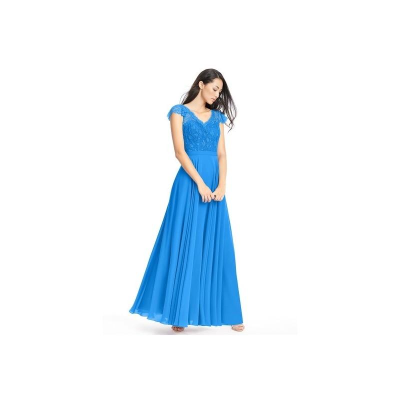 زفاف - Ocean_blue Azazie Cheryl - Illusion Floor Length V Neck Chiffon And Lace Dress - Cheap Gorgeous Bridesmaids Store