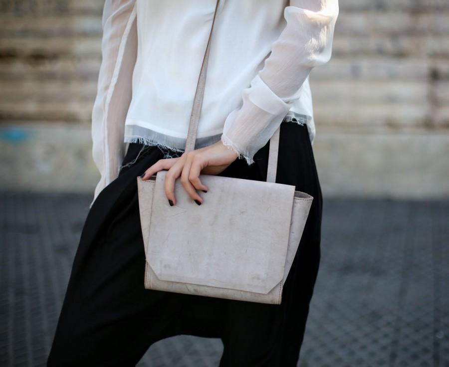 Mariage - Small Leather Shoulder Bag, Mini Purse, Cross Body Handbag, CrossBody Bag, Shoulder Handbag - Beige Blur