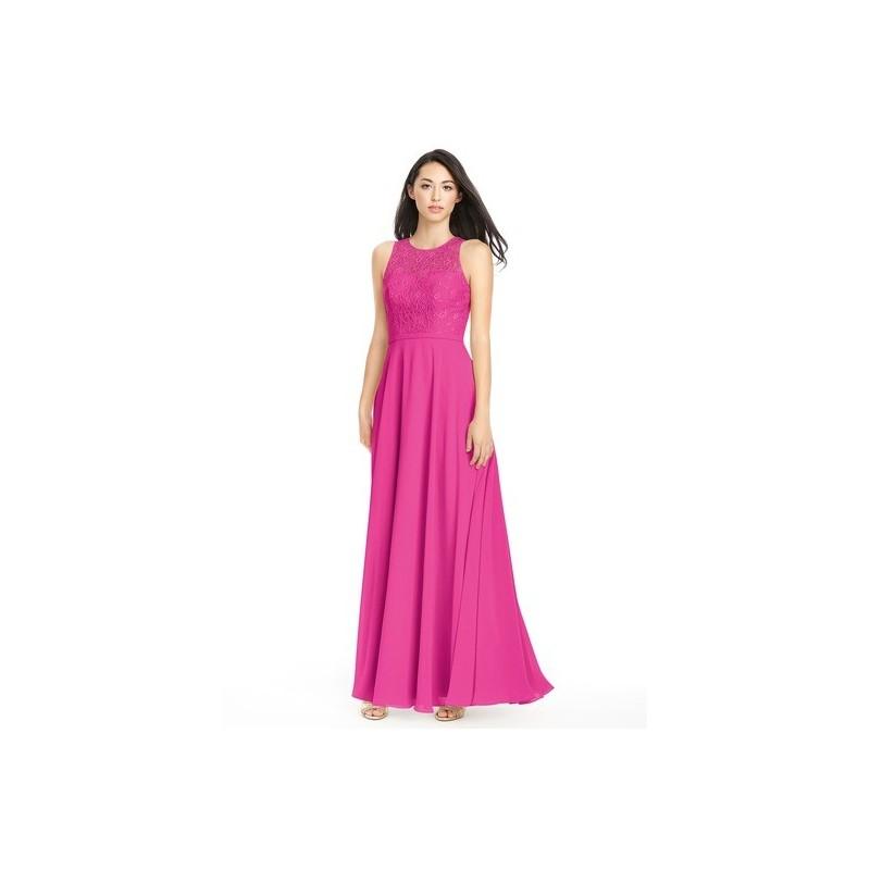 Mariage - Fuchsia Azazie Frederica - Scoop Keyhole Floor Length Chiffon And Lace Dress - Charming Bridesmaids Store