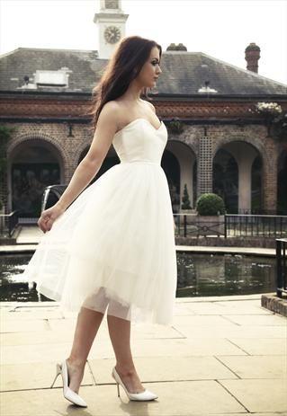 Wedding - Midi Net White Tutu Style Skirt Evening/ Wedding Dress