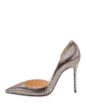 Mariage - Iriza Lame 100mm Red Sole Pump, Silver