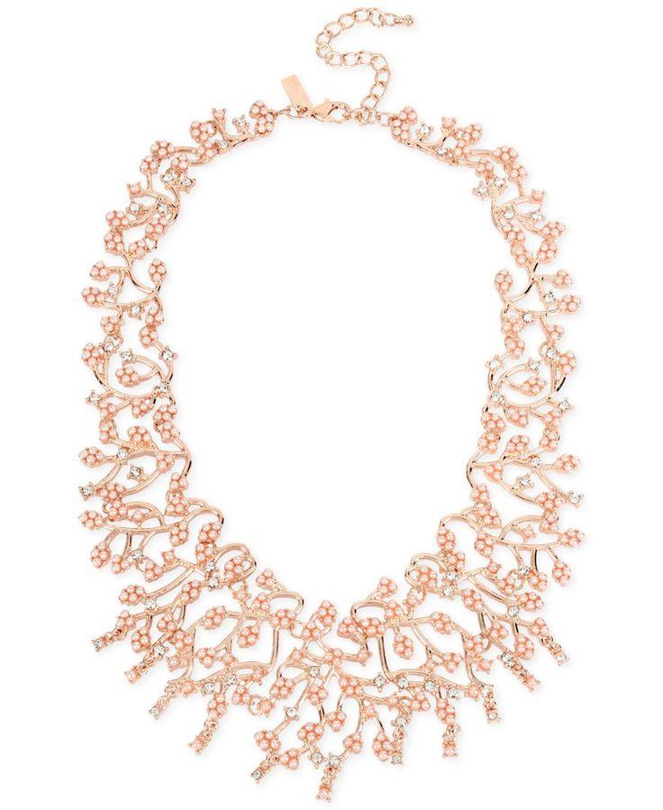 زفاف - M. Haskell For INC International Concepts Rose Gold-Tone Imitation Pearl And Crystal Statement Necklace, Created For Macy's