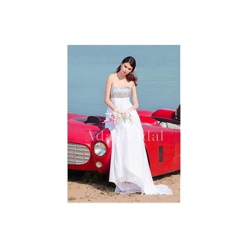 Hochzeit - Elegant Chiffon & Sequin Lace Sweetheart Neckline A-line Wedding Dresses - overpinks.com