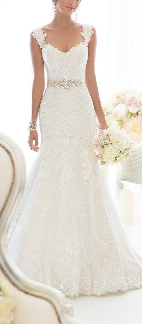 Wedding - Elegant Off-Shoulder Crystal Lace Wedding Dress