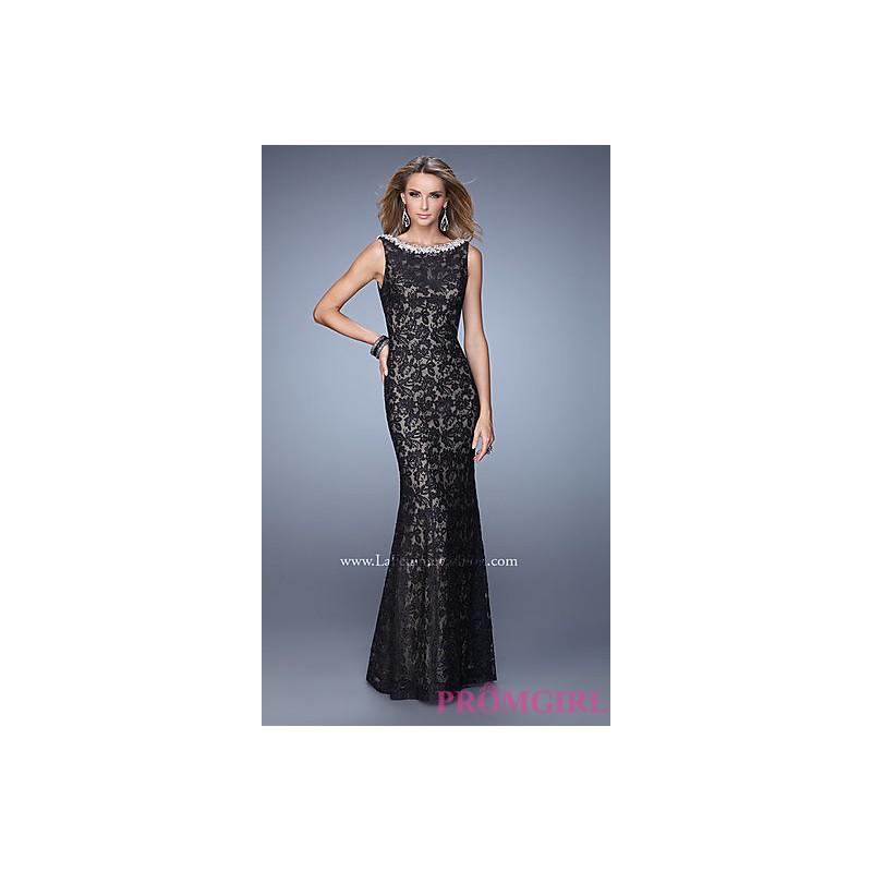 Hochzeit - LF-21206 - Floor Length Black Lace Prom Dress by La Femme - Bonny Evening Dresses Online 