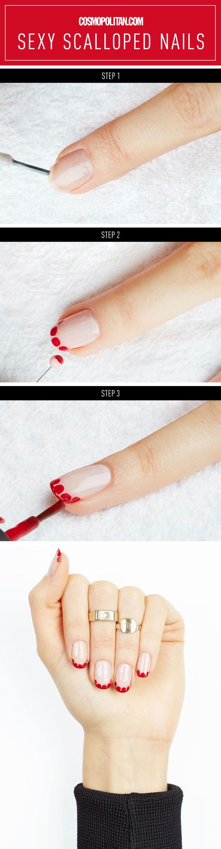 Wedding - Red Scalloped Nails