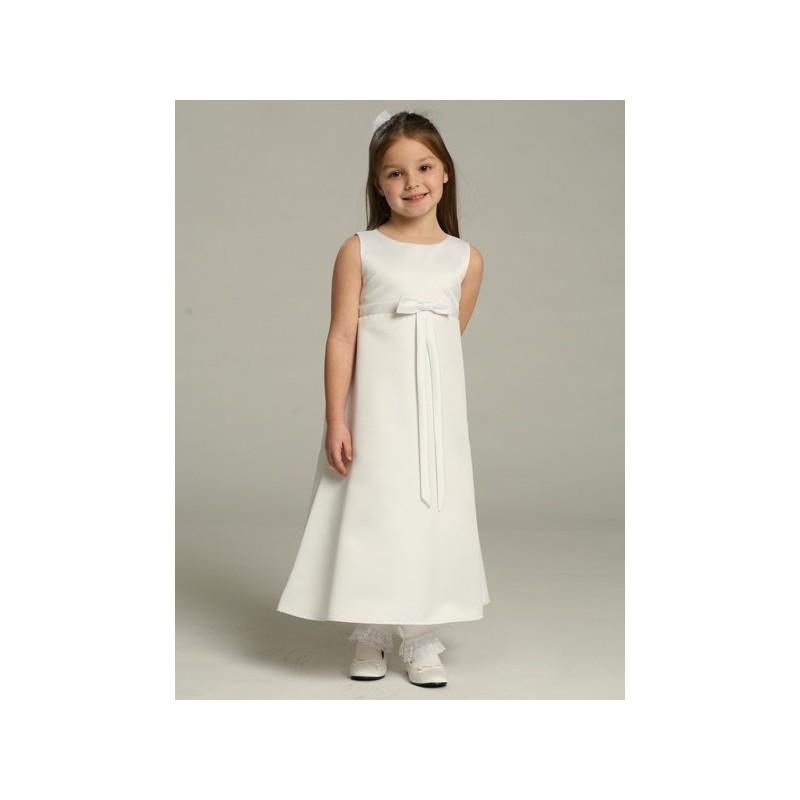 زفاف - White Flower Girl Dress - Matte Satin A-Line Dress Style: D2170 - Charming Wedding Party Dresses