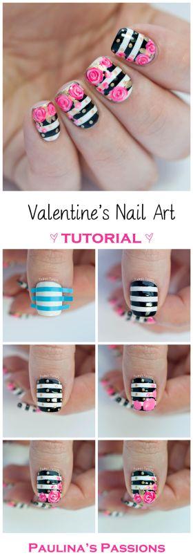 Свадьба - Rose Nail Art For Valentines Day