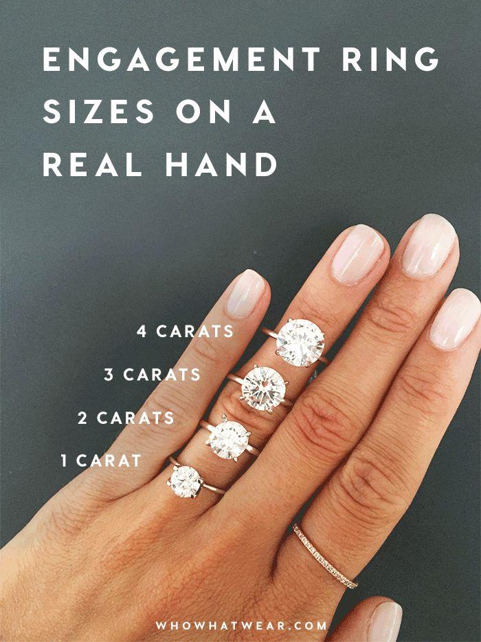 زفاف - A Side-by-Side Carat Comparison Of Different Engagement Ring Sizes