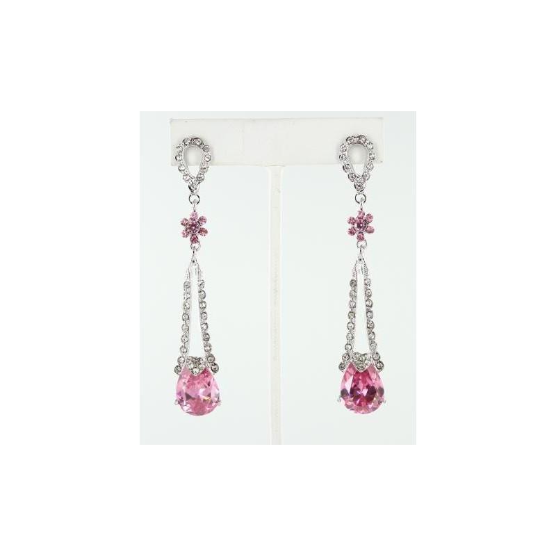 Mariage - Helens Heart Earrings JE-X002112-S-Pink Helen's Heart Earrings - Rich Your Wedding Day