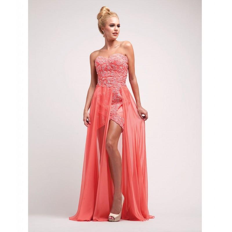 Mariage - Beading Shinning Coral Chiffon Sweetheart High Low Prom Dress - dressosity.com