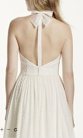Hochzeit - Galina Dotted Chiffon A Line Dress With Halter Neckline, $450 Size: 8 