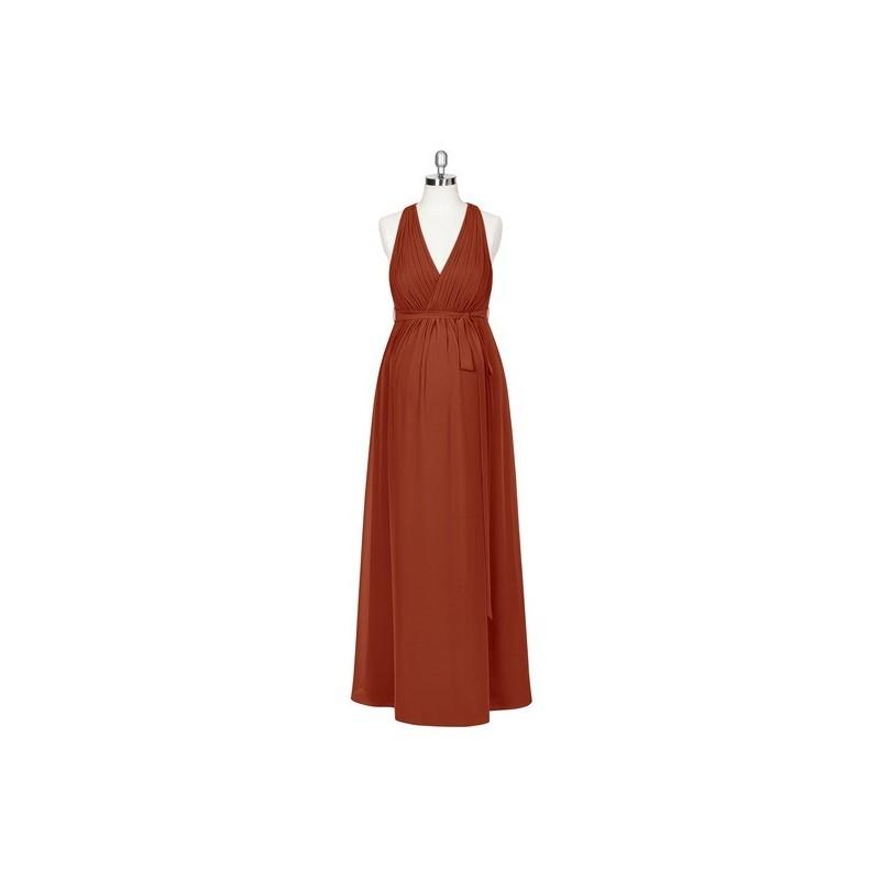 Mariage - Rust Azazie Athena - Back Zip Floor Length Halter Chiffon Stretch Knit - Cheap Gorgeous Bridesmaids Store