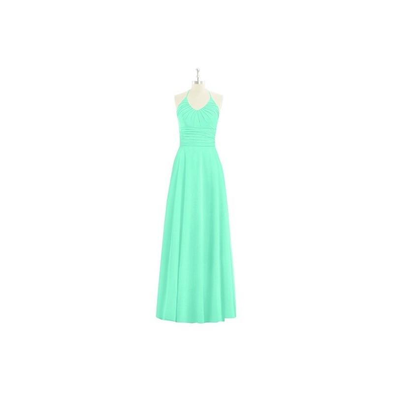 Hochzeit - Turquoise Azazie Faith - Bow/Tie Back Chiffon Halter Floor Length Dress - Charming Bridesmaids Store