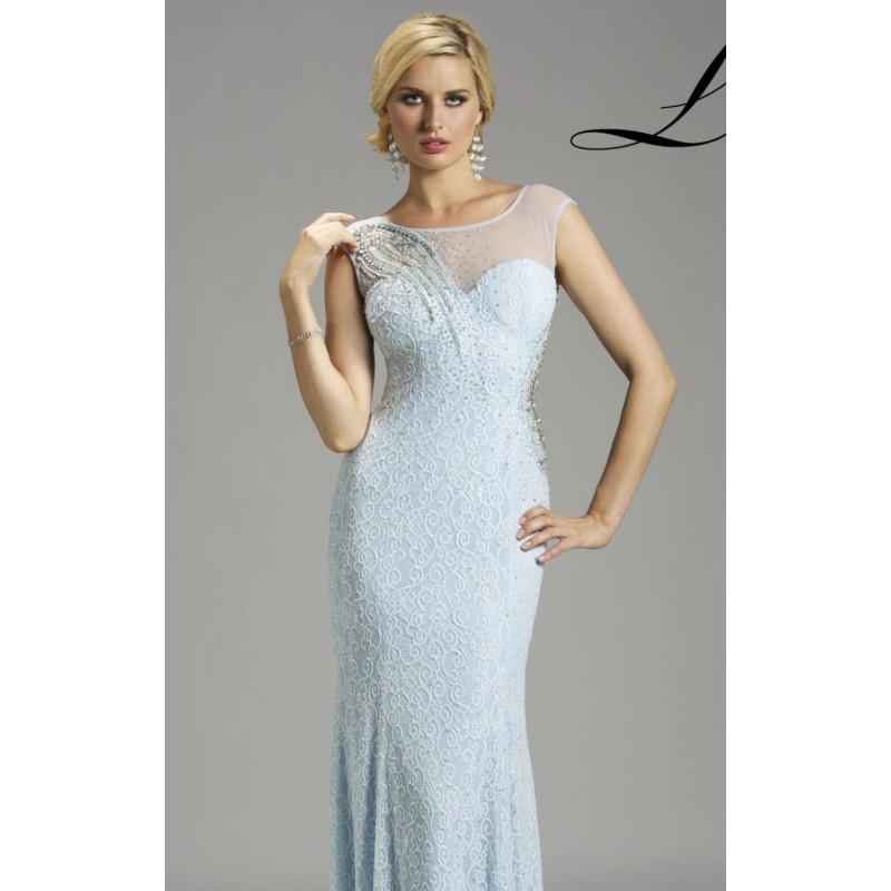 Hochzeit - Light Blue Embellished Stretch Lace Gown by Lara Designs - Color Your Classy Wardrobe