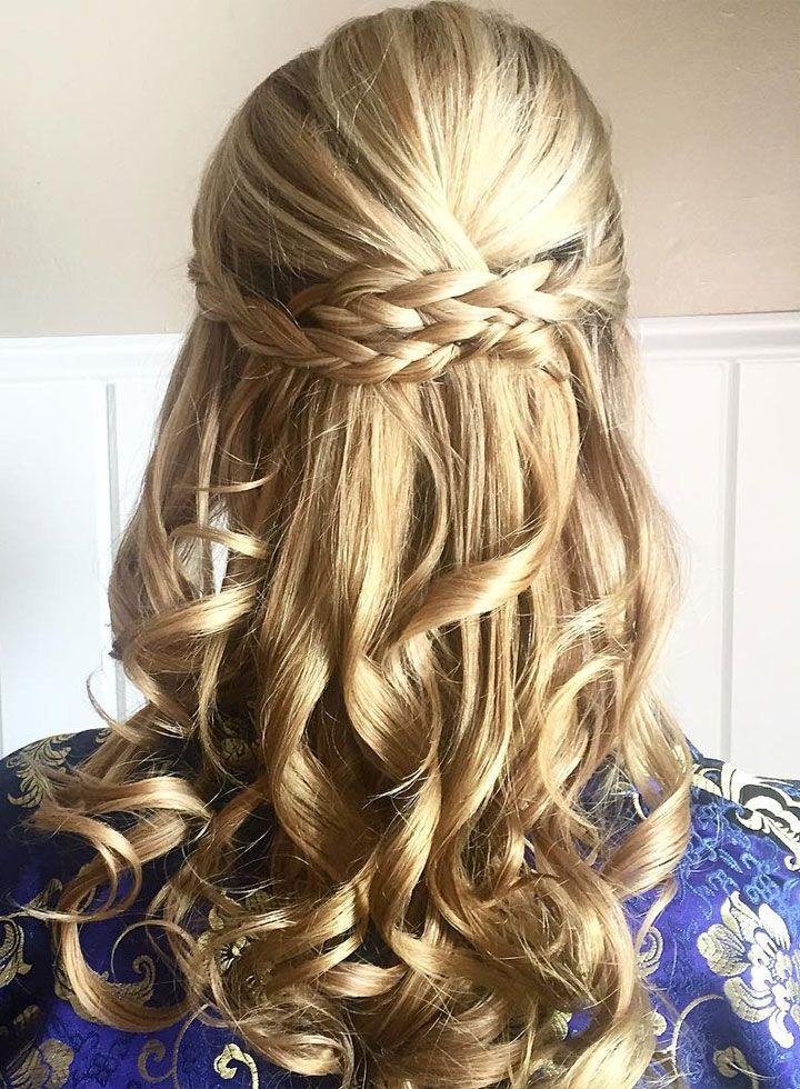 Mariage - Prettiest Braids And Waves Half Up Half Down Hairstyle For Romantic Brides