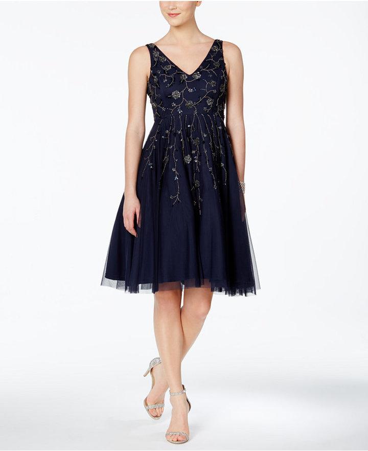 Mariage - Adrianna Papell Embellished Fit & Flare Dress