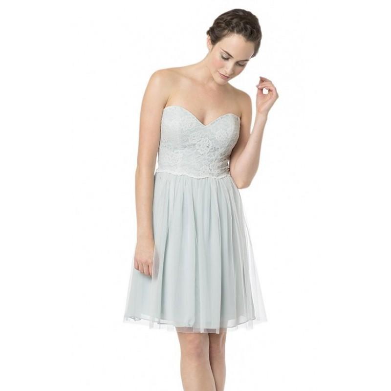 Wedding - Ivory/Misty Blue Strapless Lace Short Dress by Bari Jay - Color Your Classy Wardrobe