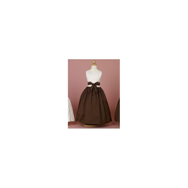 Hochzeit - Ivory/Brown Lace Bodice Silk Dress Style: DM2881 - Charming Wedding Party Dresses