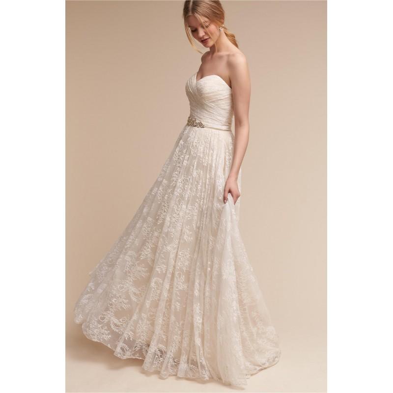 Mariage - BHLDN Spring/Summer 2017 Freesia Aline Sweetheart Ivory Sweet with Sash Chapel Train Lace Sleeveless Bridal Dress - Customize Your Prom Dress