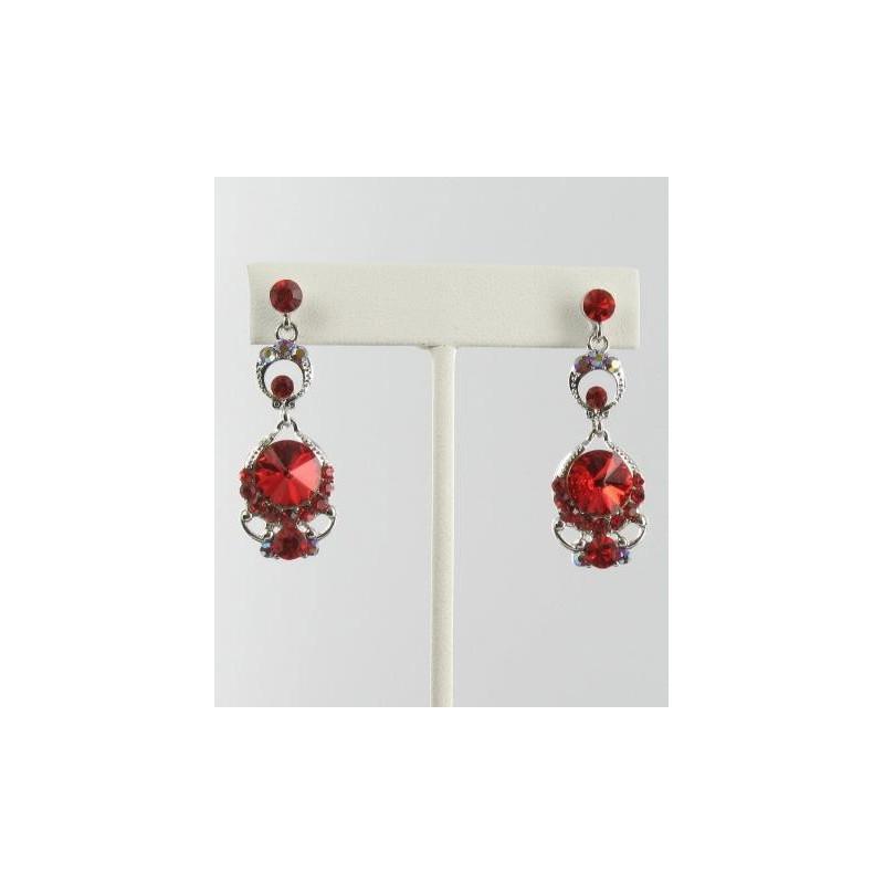 Mariage - Helens Heart Earrings JE-X005501-Silver-Red Helen's Heart Earrings - Rich Your Wedding Day