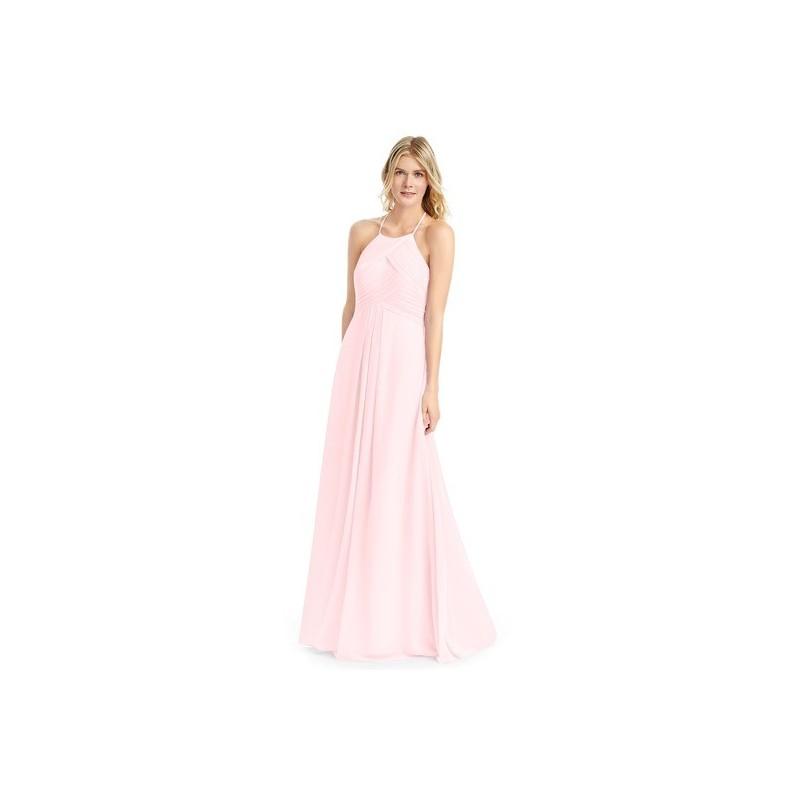 Hochzeit - Blushing_pink Azazie Ginger - Strap Detail Chiffon Halter Floor Length Dress - Charming Bridesmaids Store