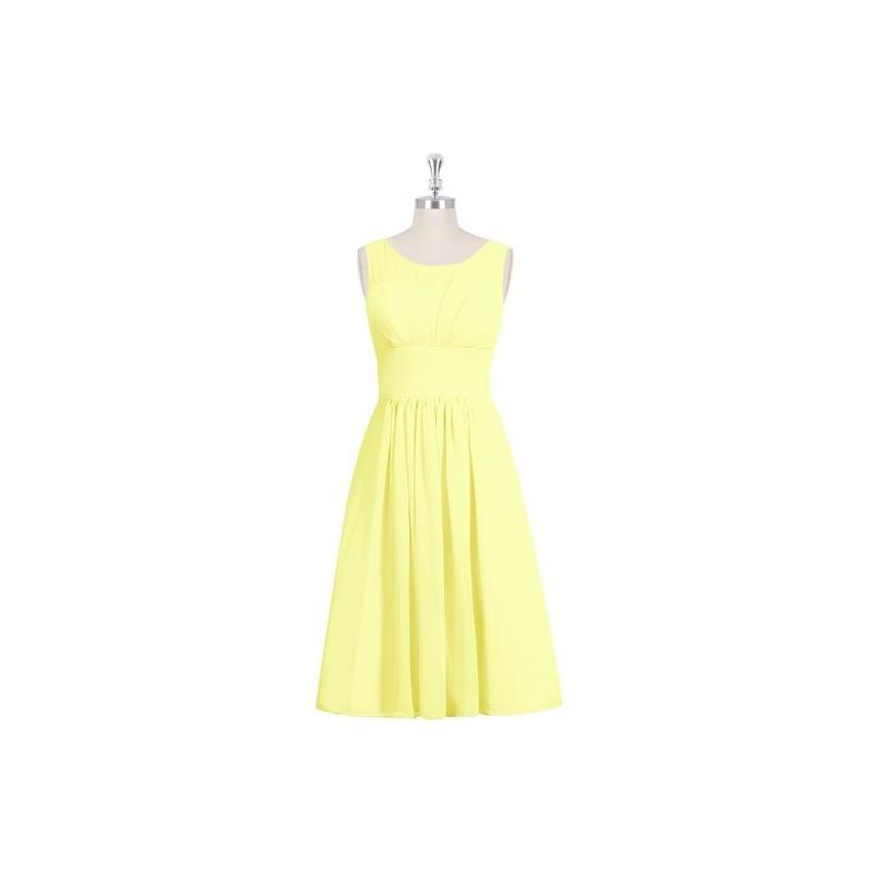 زفاف - Daffodil Azazie Skyla - Illusion Chiffon Scoop Knee Length Dress - Charming Bridesmaids Store