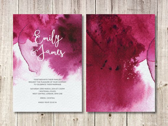 Hochzeit - Pink Watercolour Wedding Stationery Suite // DIY Printable Invitations
