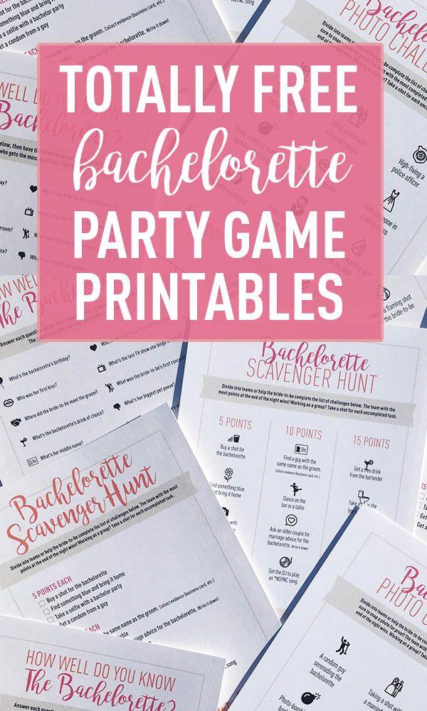 Mariage - 4 Totally Free Bachelorette Party Game Printables