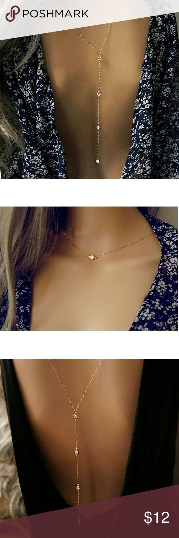 زفاف - Sexy Gold Silver Back Necklace Chain NWT