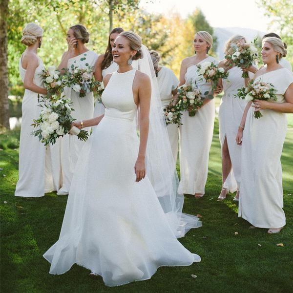 زفاف - Charming Simple Cheap Open Back Affordable Long Wedding Brides Dresses, WG653