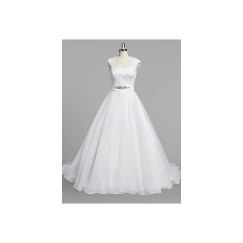 زفاف - White Azazie Farrah BG - Chapel Train Keyhole Sweetheart Organza And Lace Dress - Charming Bridesmaids Store