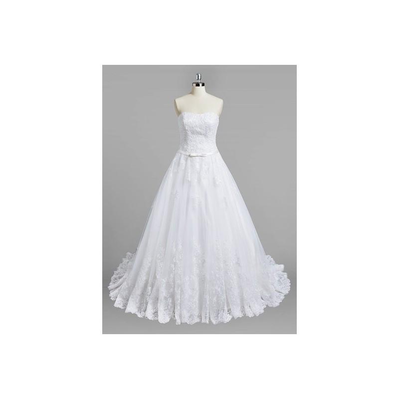 Hochzeit - White Azazie Ramona BG - Sweetheart Back Zip Chapel Train Satin, Tulle And Lace Dress - Charming Bridesmaids Store