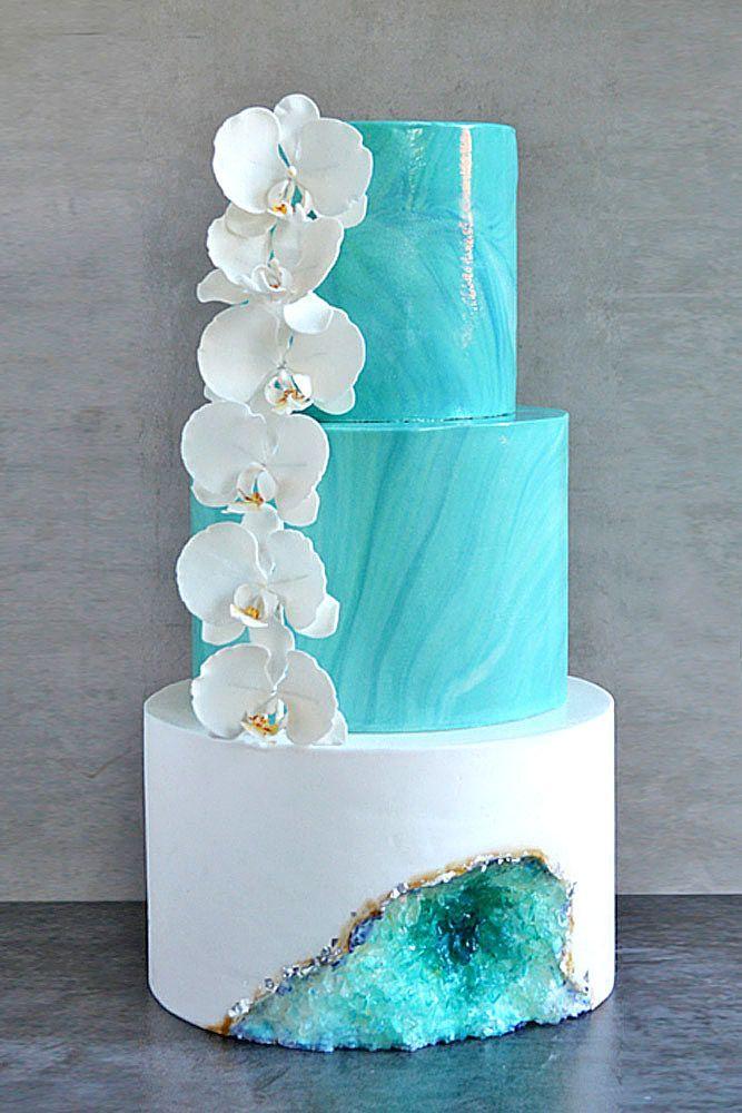 Wedding - Tuquoise Geode Cake