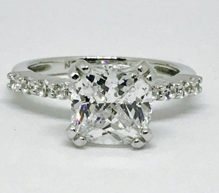 زفاف - A Perfect 2.1CT Cushion Cut Solitaire Russian Lab Diamond Engagement Ring