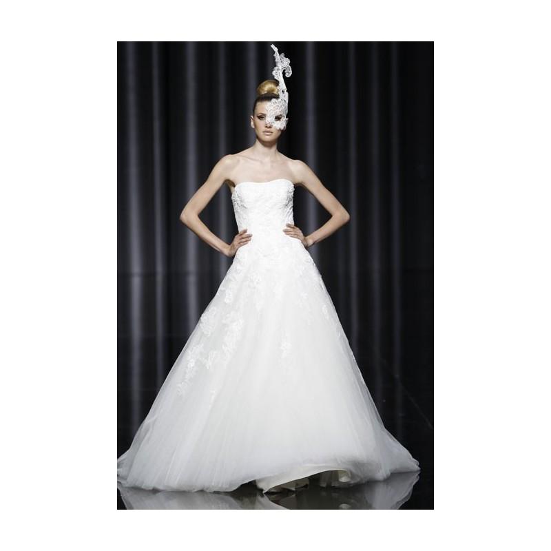 Wedding - Pronovias - Fall 2012 - Strapless Lace and Organza A-Line Wedding Dress - Stunning Cheap Wedding Dresses