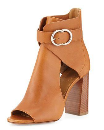 Mariage - Millie Open-Toe Leather Bootie, Tan